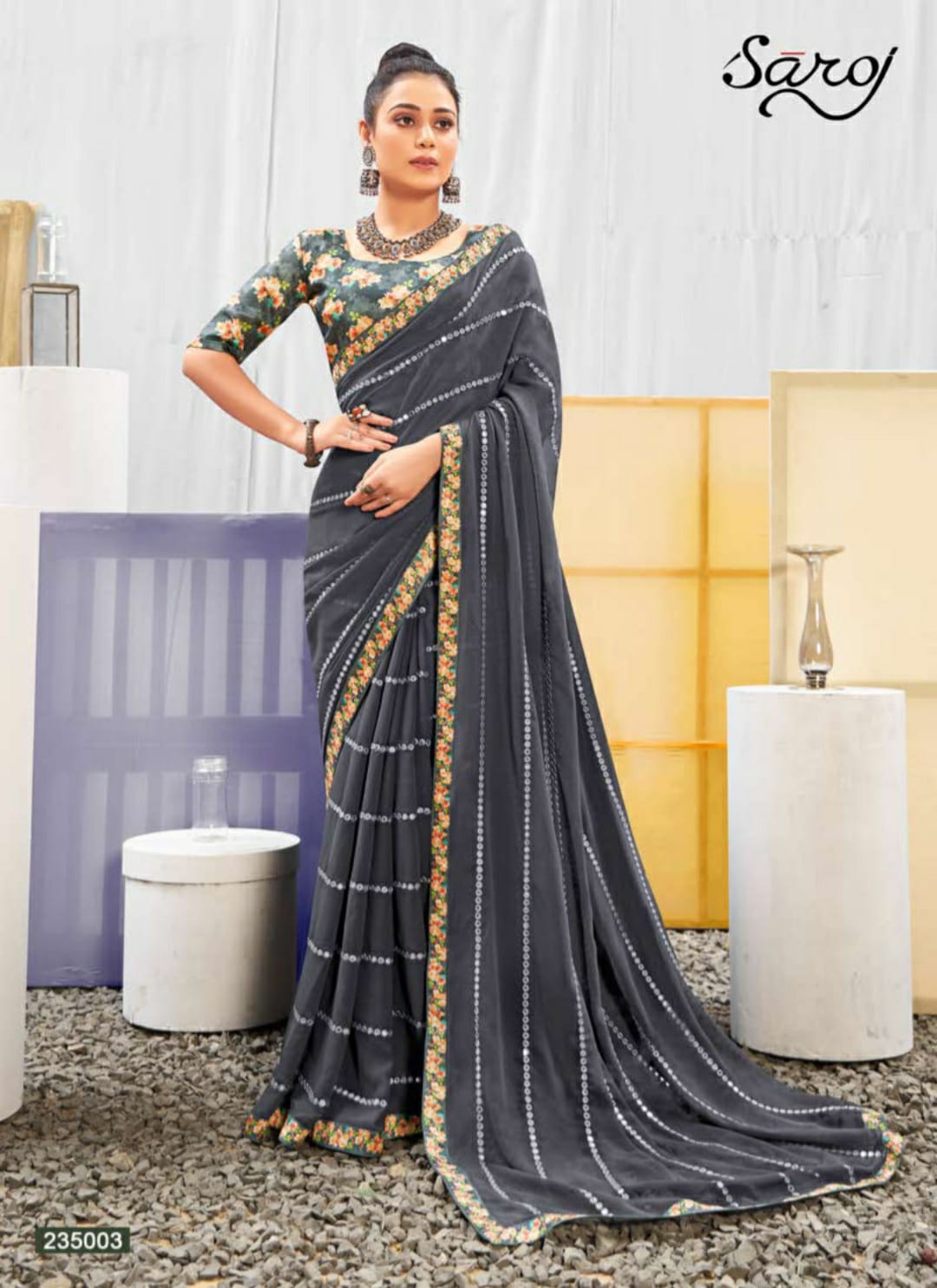 Saroj Gulika Fancy Stylish Party Wear Georgette Saree Collection